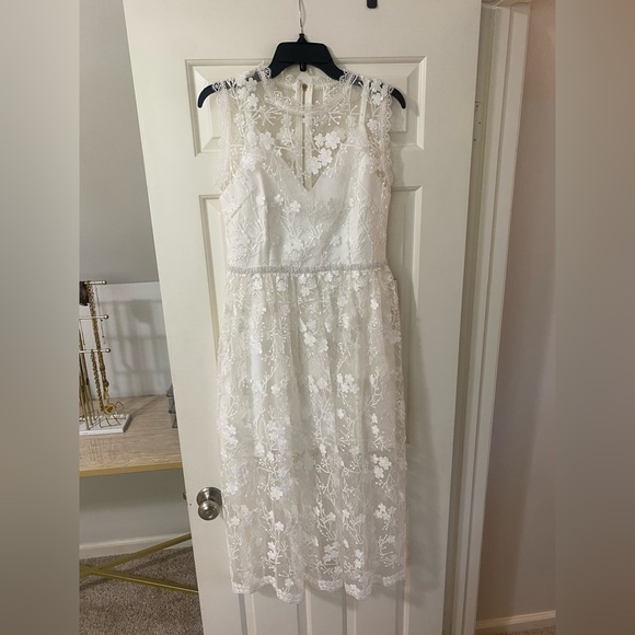 Bronx and Banco white floral sheer dress s - Picture 4 of 8